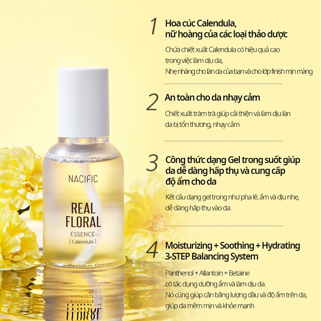 Ảnh Tinh chất dưỡng ẩm, phục hồi da Nacific Real Floral Essence Calendula 50ml 2