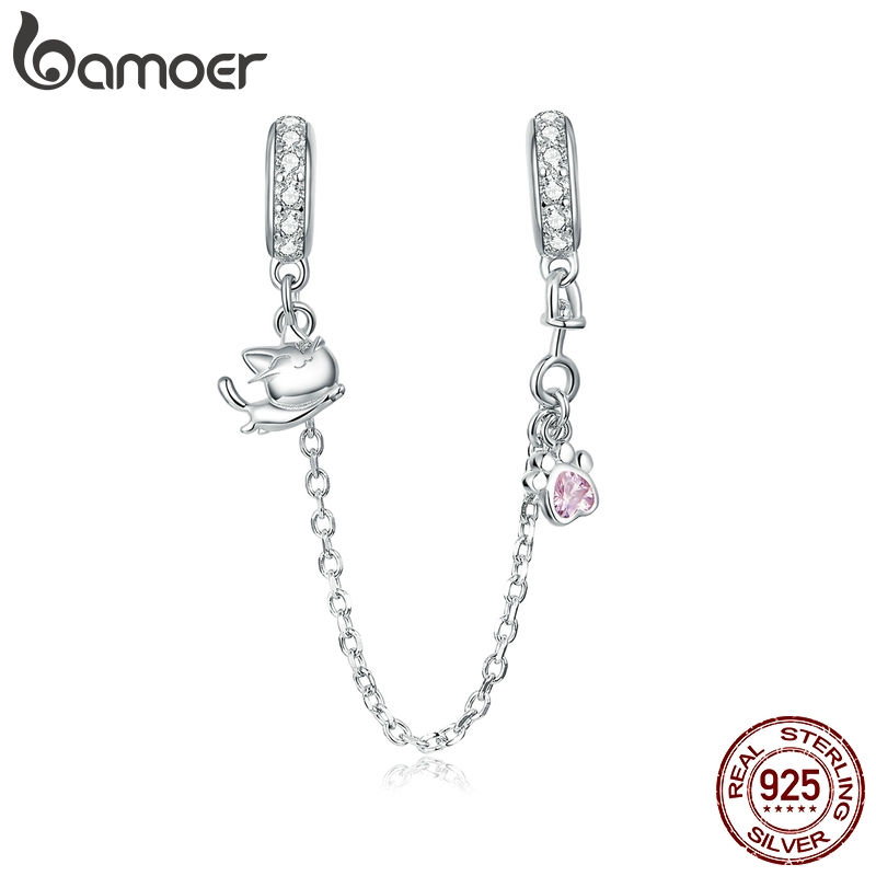 Hạt Xỏ Bamoer Bằng Kim Loại Hình Mèo Dễ Thương Dùng Làm Trang Sức