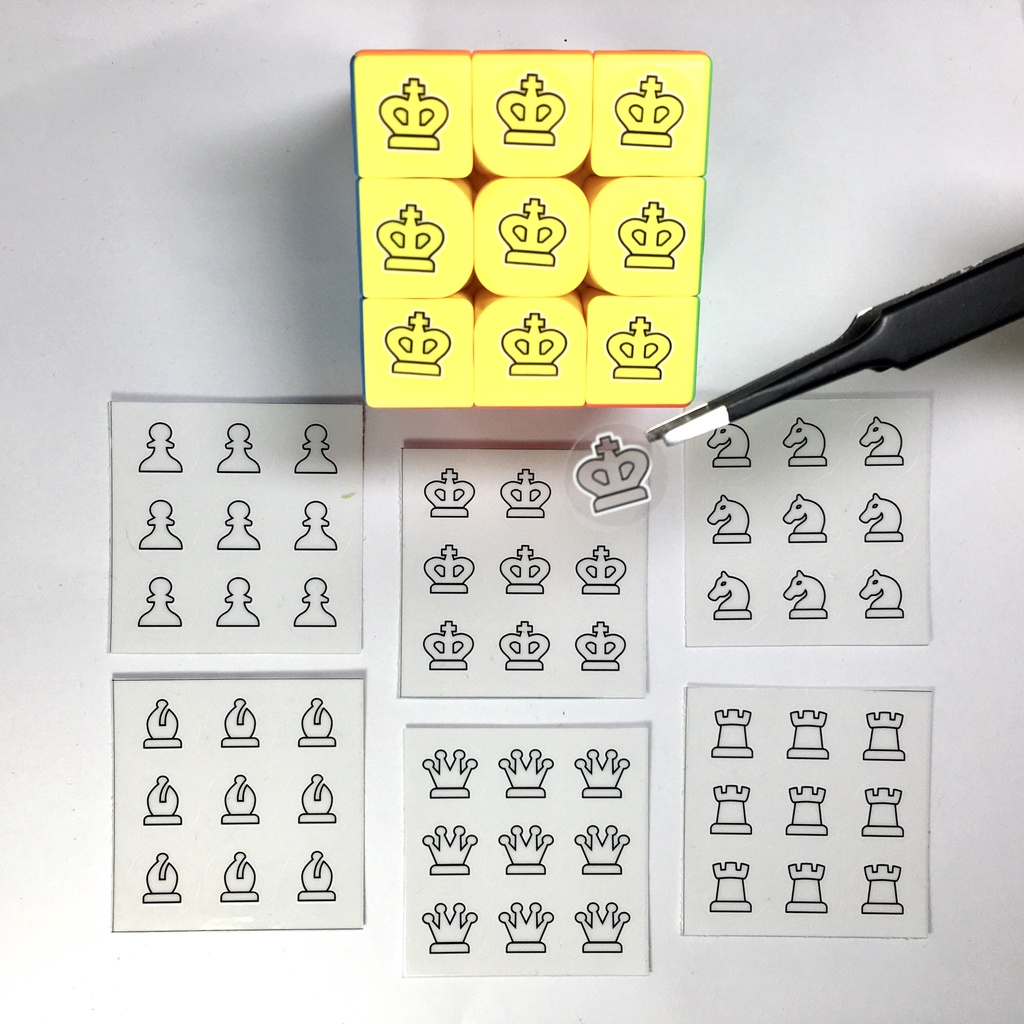 Ảnh Bộ sticker rubik cờ vua DƯƠNG SINH, cho khối 3x3x3 (6 miếng dán) 1