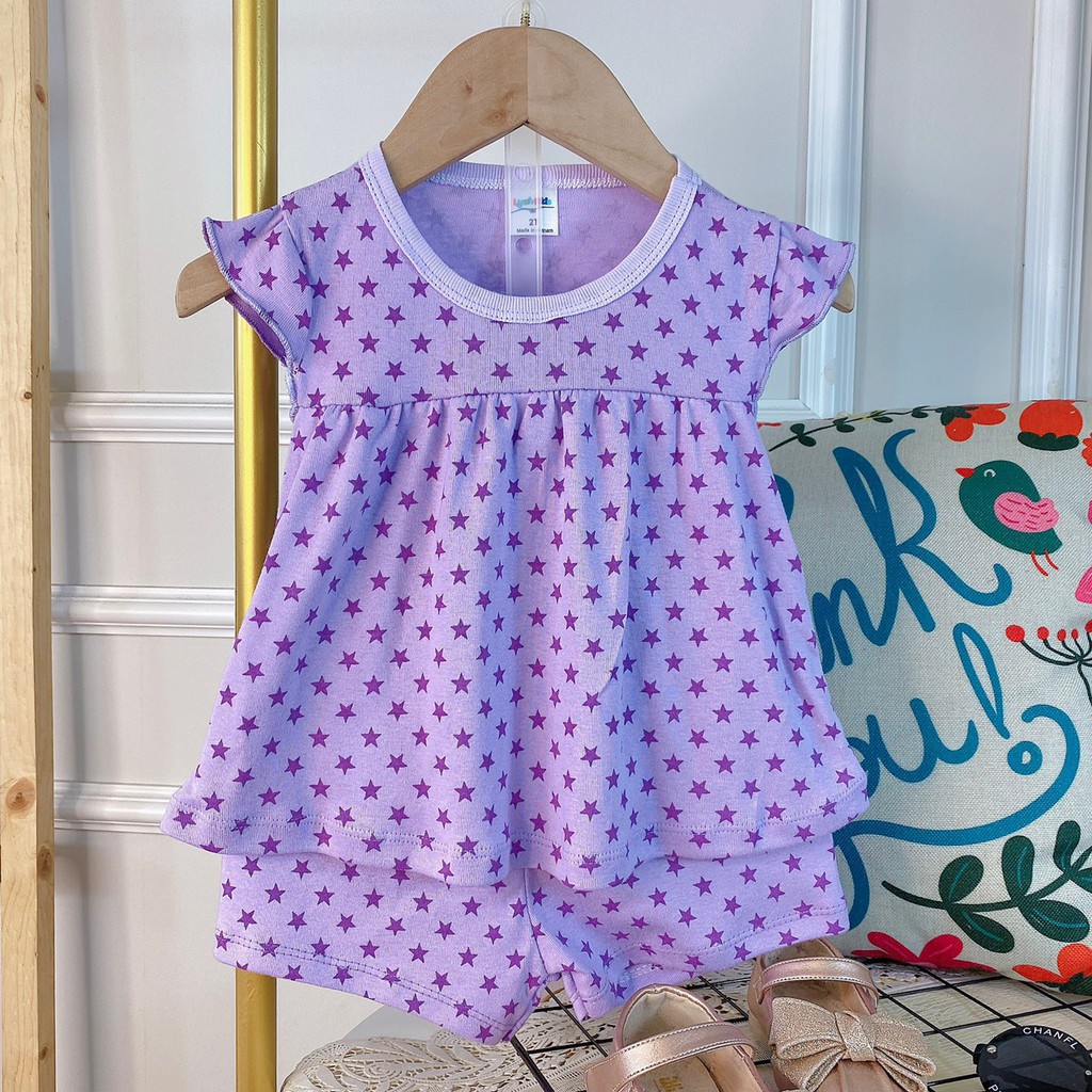Bộ Cotton Bozip Xuất Dư Siêu Mát Dáng Babydoll Nhiều Hoạ Tiết Xinh Cho Bé Gái 10-20kg