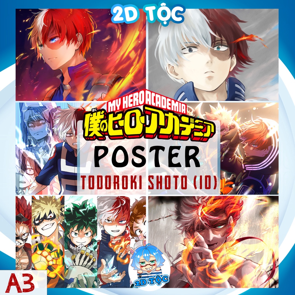 Ảnh poster A3 dán tường cao cấp Todoroki Shoto (10) Anime Manga Boku no ...