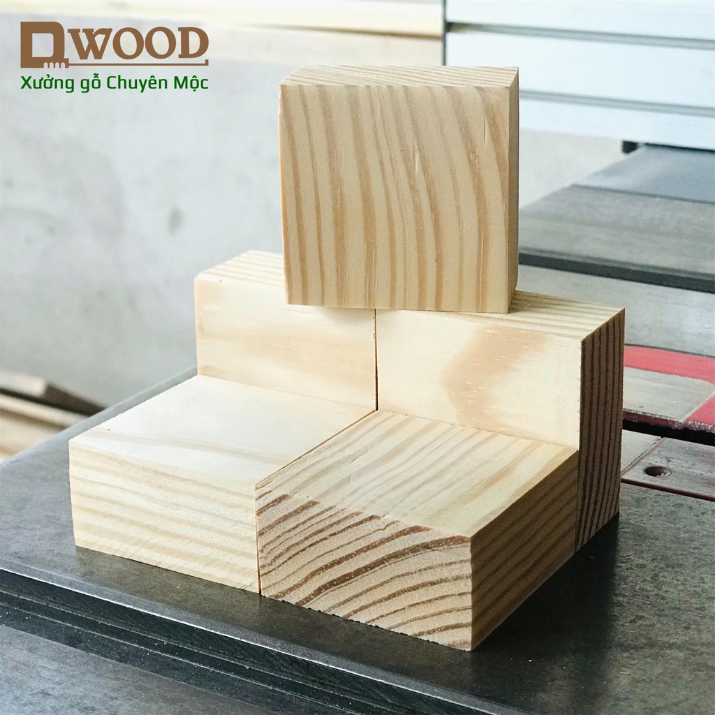 Ảnh Miếng gỗ thông Dwood vuông 5cm trang trí, kê chân tủ kệ 2