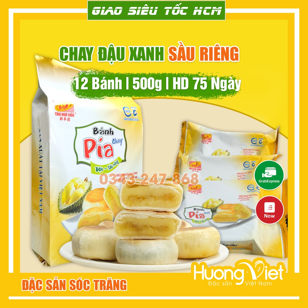Bánh pía chay đậu xanh sầu riêng mini 500g, bánh pía chay Tân Huê Viên ...