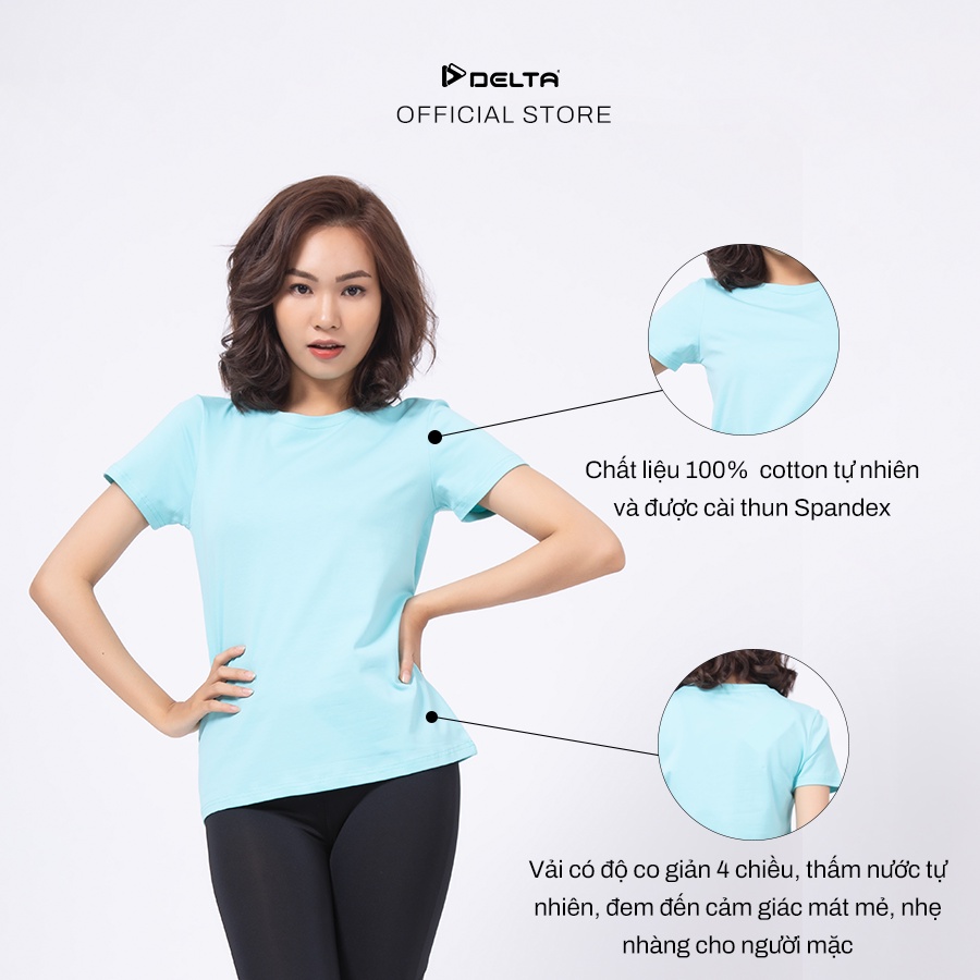 Ảnh DELTA Áo Thun Thể Thao Tay Ngắn Nữ Chất Cotton Mềm Mịn Co Giãn Thoải Mái Mặc Hằng Ngày R20 RTS012W 1