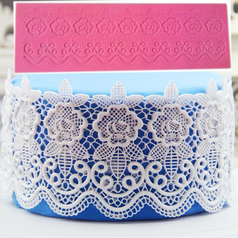 Ren Fondant bánh bao quanh trang trí Khuôn silicon Mousse Đường thủ công Icing Mat Pad Bánh ngọt Dụng cụ làm bánh