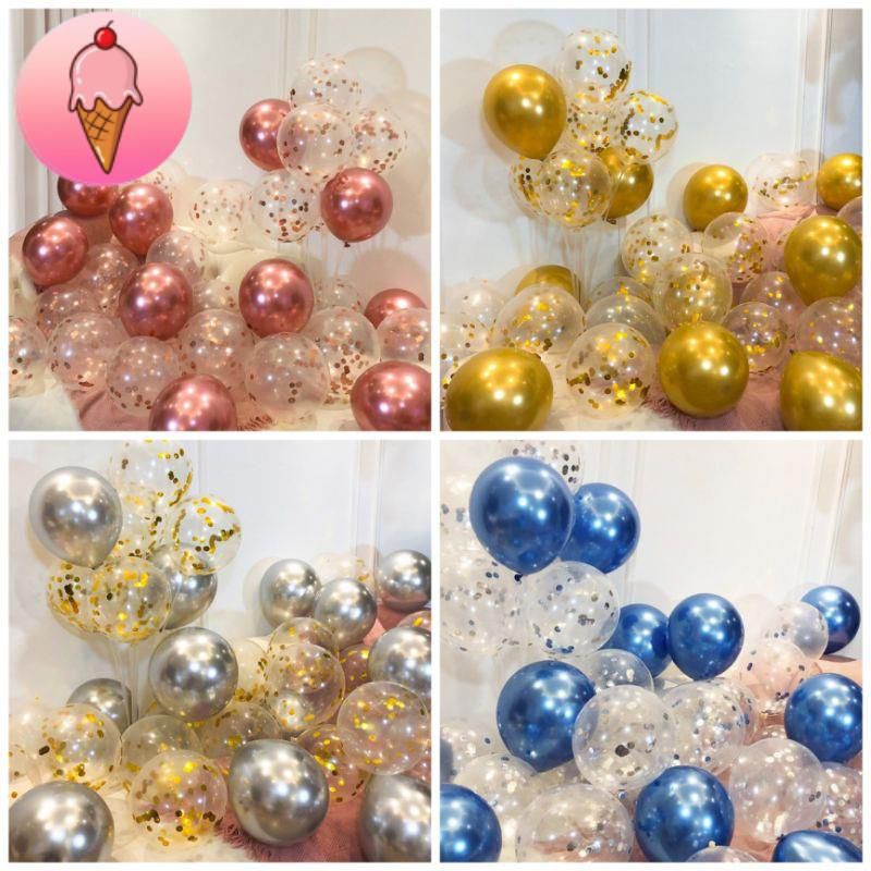 Set 10 bóng siêu nhũ mix bóng kim tuyến trang trí sinh nhật tiệc cưới siêu đẹp - Kem Shop K202