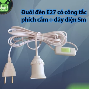 Đuôi đèn liền công tắc dây dài 3M/ 5M đuôi E27 thích hợp hầu hết bóng led