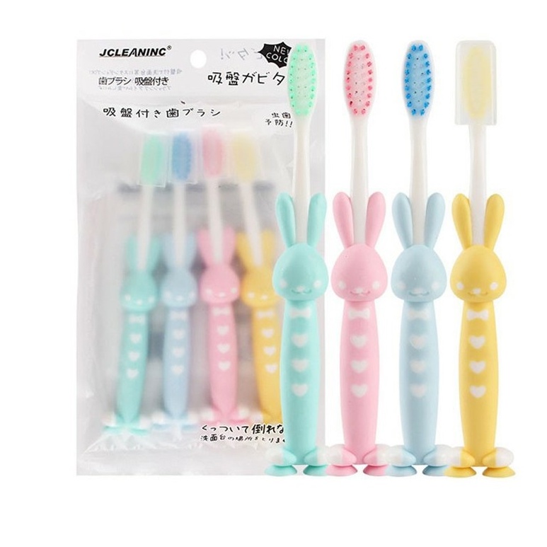 Combo 4 Bàn Chải Đánh Răng Dễ Thương Cho Bé. Hình Gấu Ngỗ Nghĩnh ,Chất Lượng An Toàn ( giao mầu ngẫu nhiên) - Loki Kids