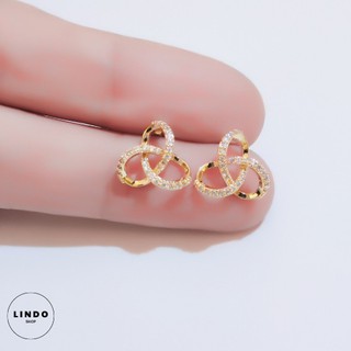 Khuyên tai nữ thời trang bạch kim đính đá láp lánh LINDO