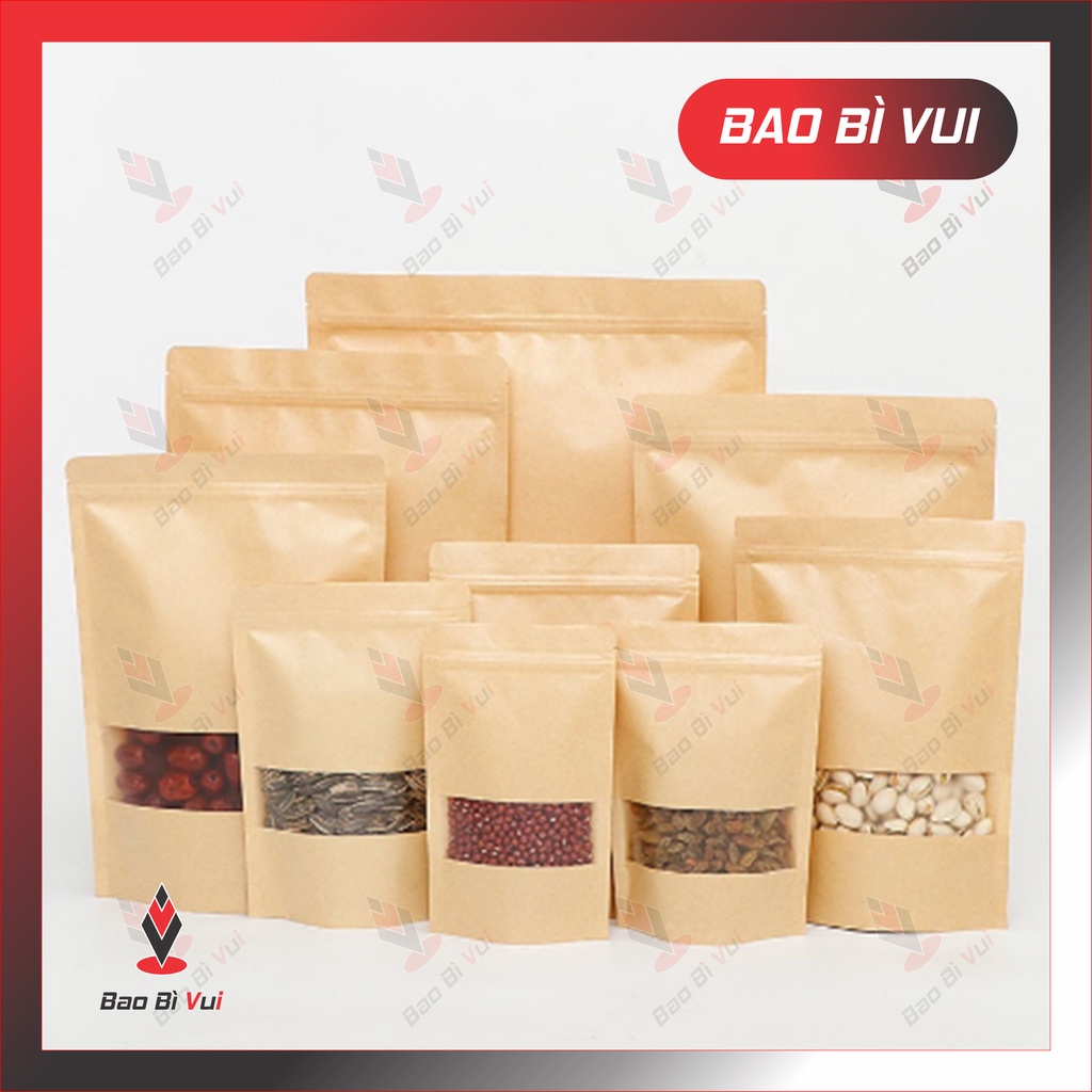 [1kg] Túi zip giấy của sổ tràn phủ bóng- BAO BÌ VUI