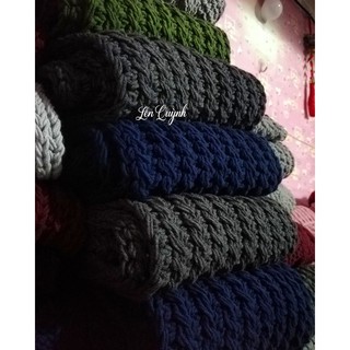Khăn len đan tay, Khăn len handmade - kiểu đan vặn thừng 2 mặt độc đáo - quà tặng handmade - Chất len milk cotton