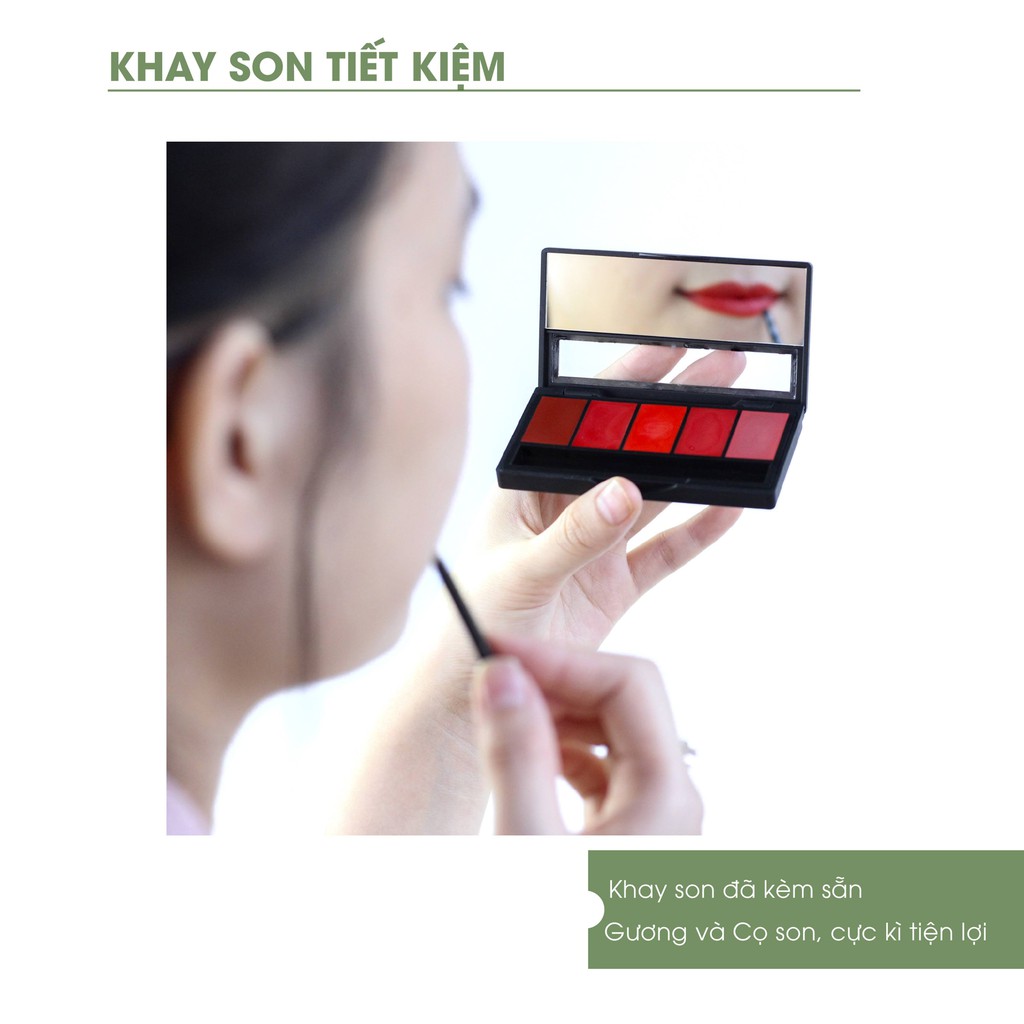 Ảnh Khay Son Lì Hoa Mai Mộc An 5 Màu Tiết Kiệm, Không Chứa Chì, Dưỡng Môi Mềm Mịn 9g 3