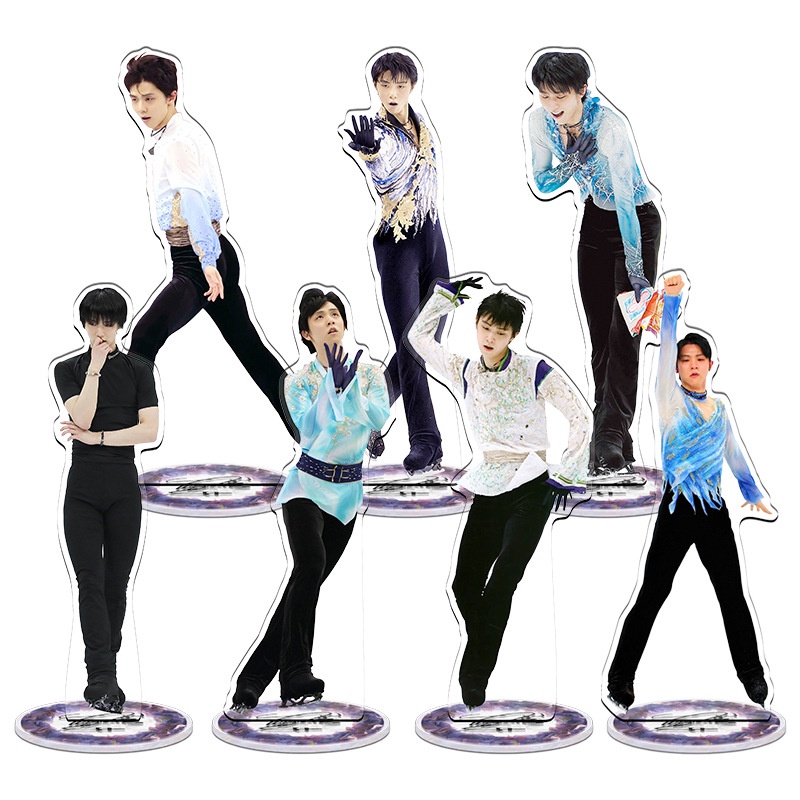 HK1 Yuzuru Hanyu Acrylic Ban Mùa Đông Olympic Nhân Vật Hành Động Đồ trang trí Búp Bê Trang Trí Nhà Trang Trí Hai Mặt HD In KH1