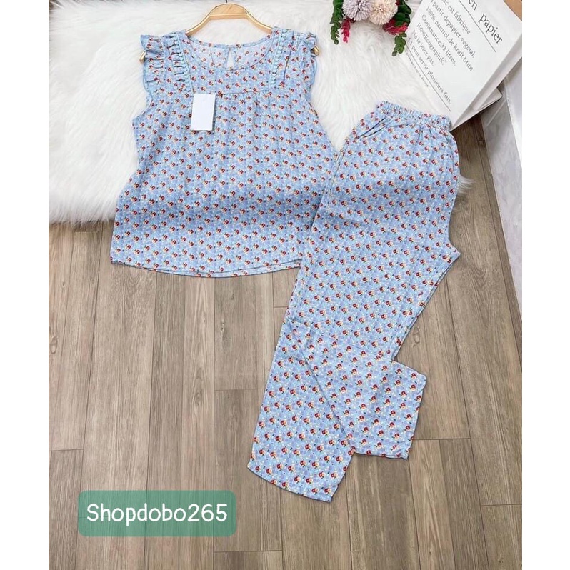 Đồ bộ nữ,đồ ngủ mặc nhà lửng 9 tấc vải lụa mango cao cấp BL 88 họa tiết hoa nhí dễ thương size 47-60kg.