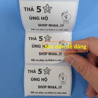 Cuộn 600 Tem Review 5 Sao Decal In Nhiệt Tự Dính Để Shop Chăm Sóc Khách Iu