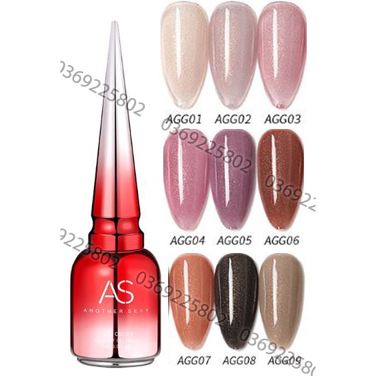 SET Sơn gel AS NHŨ THẠCH MỚI mã AGG 9 chai đỏ nhọn 15ml siêu HOT siêu xịn