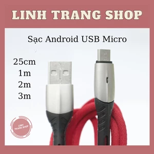 Cáp Sạc Android Chân Cắm Micro 3A , Chất Liệu Bọc Dù Dài 20cm, 1Mét,2Mét,3Mét
