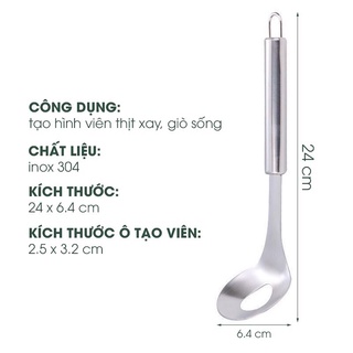 Dụng cụ làm thịt viên, cá viên. Thìa làm mọc viên tròn chống dính