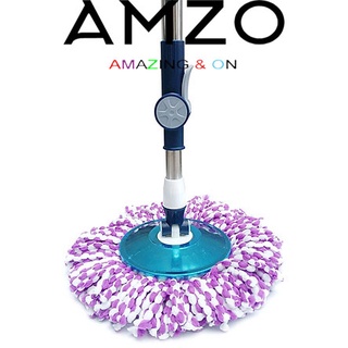AMZO_CÂY LAU NHÀ 360 ĐỘ INOX LỚN - MÂM INOX NHẬP KHẨU 100% (KHÓA LẬT - ĐÃ KÈM BÔNG LAU)