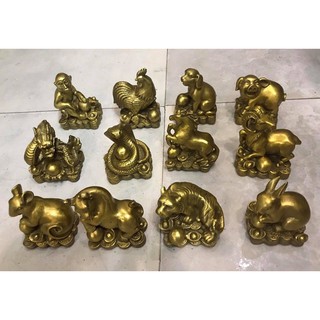 Tượng 12 con giáp cầm Ngọc bằng đồng nguyên chất vật phẩm phong thuỷ linh vật