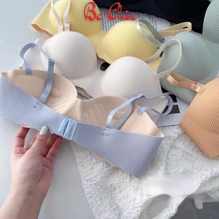 Áo lót nữ VECYLA, áo lót su quả ngang kẻ sọc đệm bàn tay nâng ngực A06