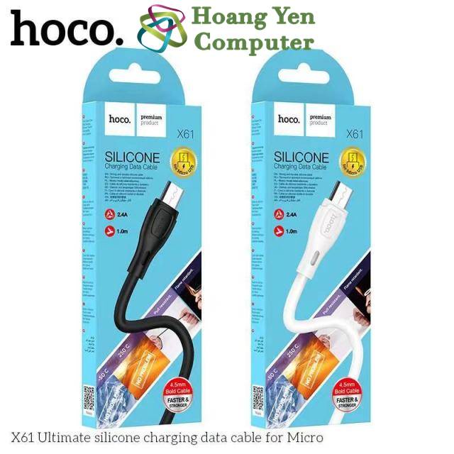 [1M] Cáp Sạc MICRO USB Hoco X61 Dây Silicon Mềm Dẻo Chống Cháy Dài 1M - BH 6 Tháng - Hoàng Yến Computer