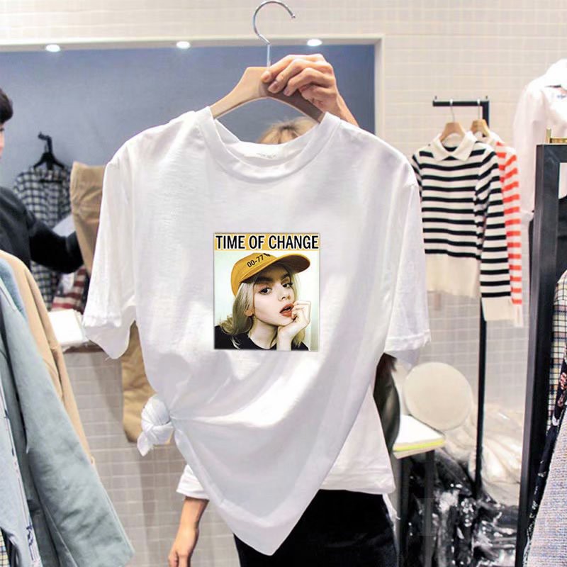 Ảnh Áo Thun Mùa Hè In Họa Tiết DaDu Đơn Giản Trẻ Trung  Áo Thun Cotton Plus Size Ngắn Tay Phong Cách Hàn Quốc 2