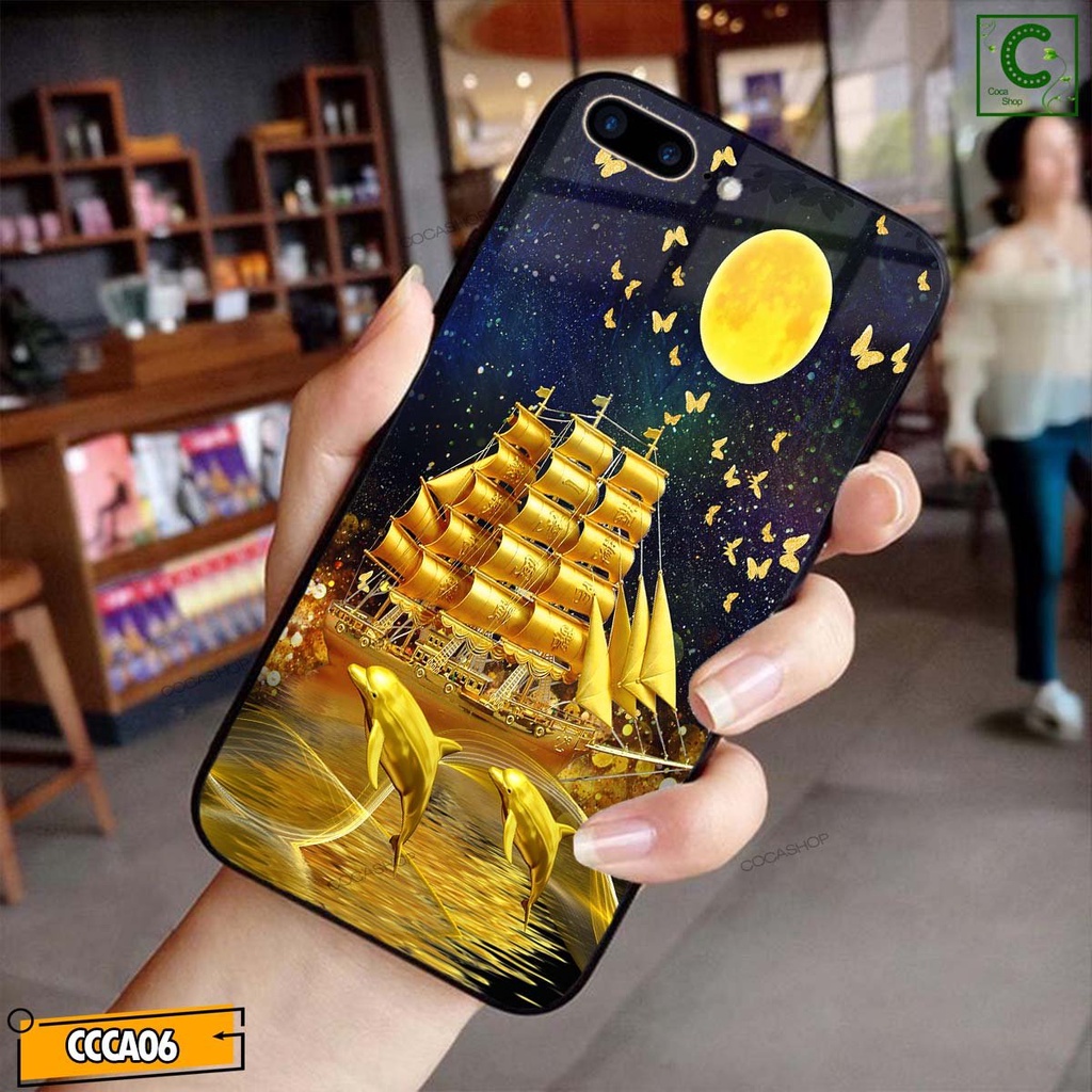 Ốp lưng iphone mặt kính cao cấp  - Thuyền vàng thuận buồm xuôi gió - 6/6plus/6s/6splus/7/7plus/8/8plus/x/.....