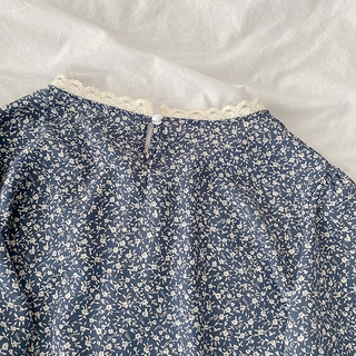 Phong cách hàn quốc nữ voan hoa dài tay áo baju baju wanita lengan panjang