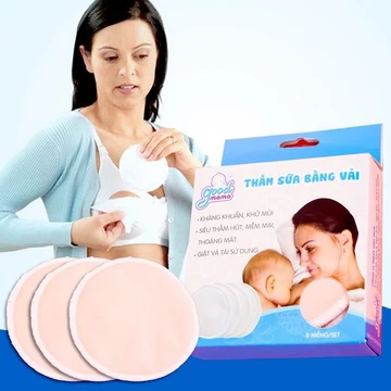 Miếng lót thấm sữa 🌸 Miếng lót thấm sữa bằng vải Goodmama giặt được (hộp 8 miếng)