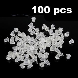 Set 100 Nút Khuyên Tai Nhựa Mềm Trong Suốt