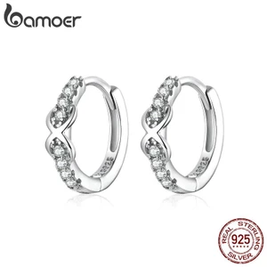 Bamoer Bông Tai bạc 925 100% Hình Vô Cực Sang Trọng sce872
