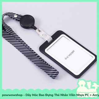 [Sẵn VN - Hỏa Tốc] Dây Kéo Bao Đựng Thẻ Nhân Viên Nhựa PC + Acrylic Phong Cách Đơn Giản Simple Black & Grey