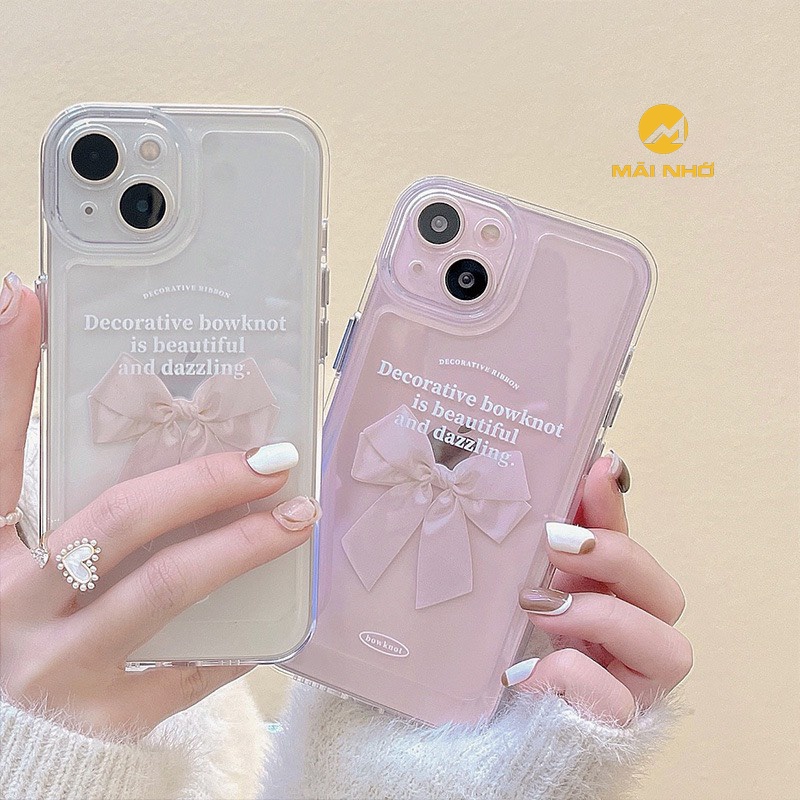 Ốp iphone trong suốt hình nơ hồng ( sắp hết )