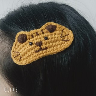 Kẹp tóc mái cute hình chú mèo đi hia cho nữ và bé gái 5cm |Cặp tóc bằng len xinh |Shop Rô Handmade