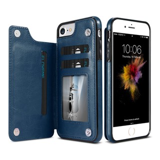 Bao da PU nắp gập có khe đựng thẻ/tiền kiêm giá đỡ cho iPhone 6 6S 7 8 Plus X 11 Pro Max