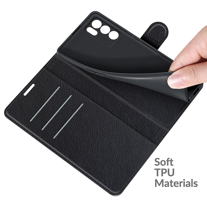 Oppo A60 4G Reno11 F 5GOPPO Reno6 Z 5G Reno 6 Pro 6Z 5 Pro 4 Pro 4Z Ốp Điện Thoại Ví Flip Case Litchi Grain Da PU Chống Trầy Xước Đứng Vỏ Reno5