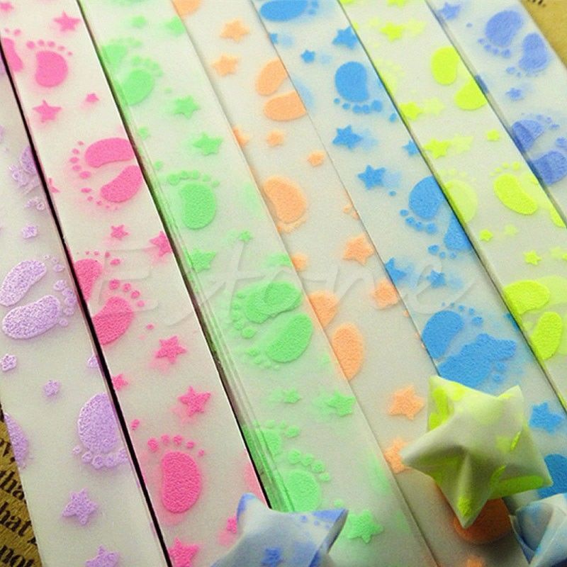 Redbaiaa1 30 Chiếc Dạ Quang Ngôi Sao May Mắn Gấp Giấy Origami Ngôi Sao May Mắn Origami Giấy Ruy Băng