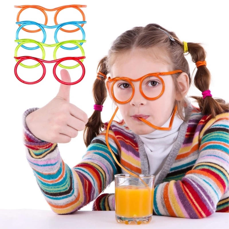 Ống hút hình mắt kính nhiều màu sắc tùy chọn có thể tái sử dụng an toàn vui nhộn dành cho bé