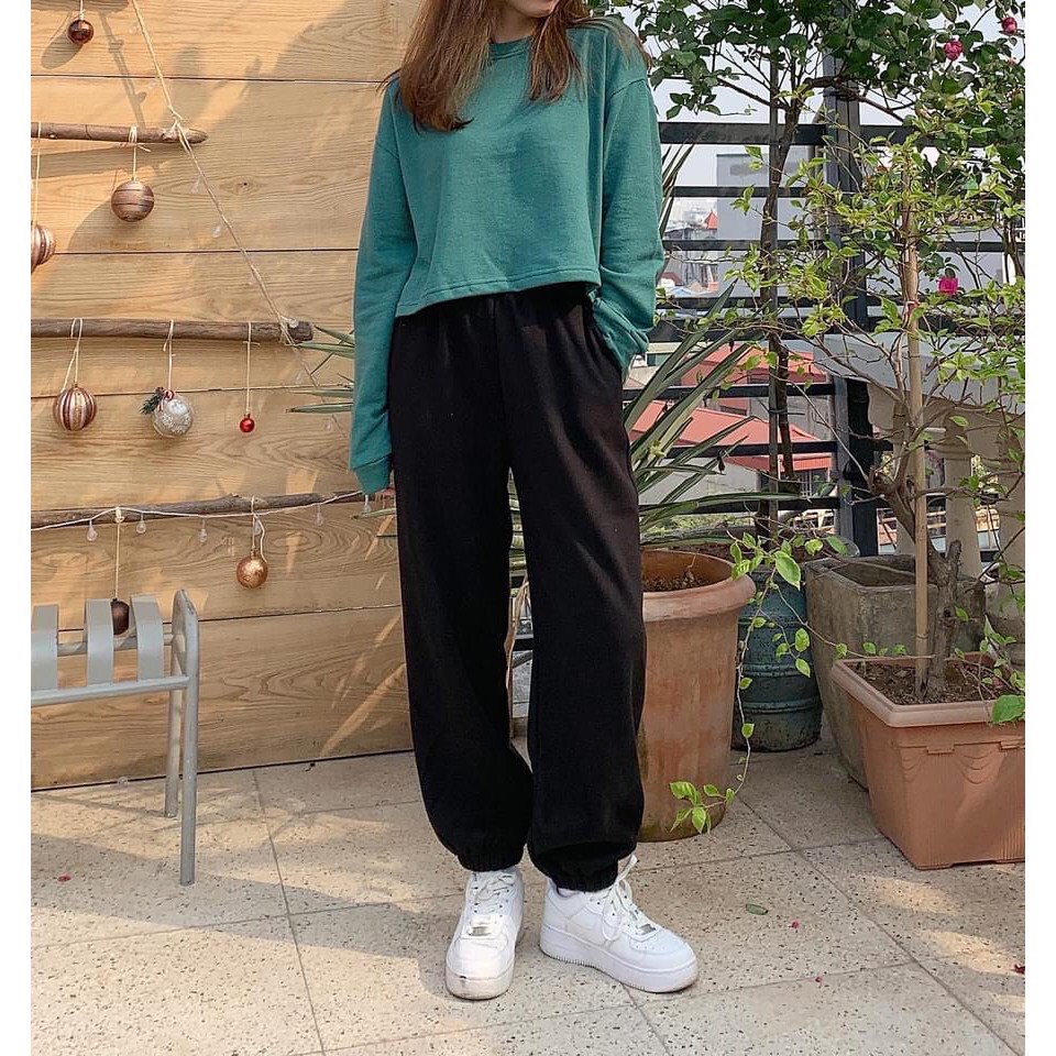 Quần Jogger Len Tăm bo gấu cho mua đông ấm áp 819
