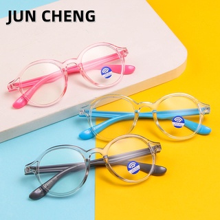 Trẻ Em Mới Khung Tròn Chống Ánh Sáng Xanh Chân Silicon Gương Phẳng Màu Kẹo Retro Kid Kính Mắt