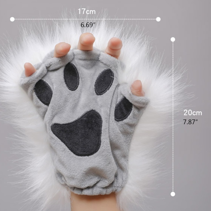 Dasbsug 1 Sói Paws Găng Tay Không Ngón Lông Mèo Con Cáo Vuốt Găng Tay Gothic Cosplay Trang Phục Đảng Accesso
