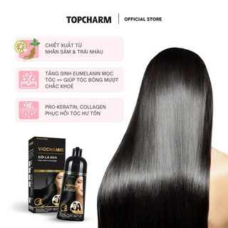 Dầu gội phủ bạc VICCHAMIS màu đen, dầu gội nhân sâm GỘI LÀ ĐEN mềm mượt tóc - Chai 500ml - TOPCHARM