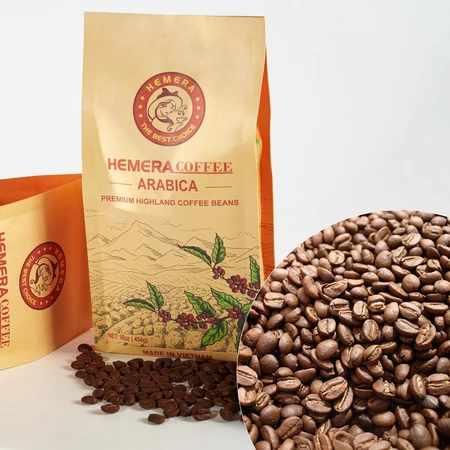 Cà phê rang nguyên hạt Arabica Hemera (250gr- Dạng hạt) Từ Arabica Cầu Đất thượng hạng