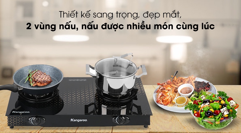 Bếp gas đôi dương kính Kangaroo KG8G1C/KG8G1A 