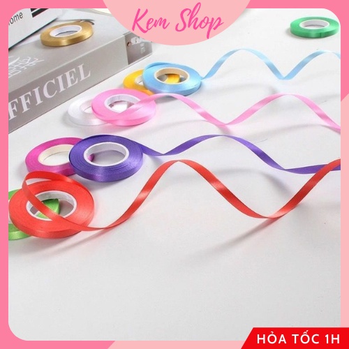 Dây ruy băng 10m size 5mm nhiều màu dùng trang trí gói quà, buộc bóng bay - Kem Shop K307
