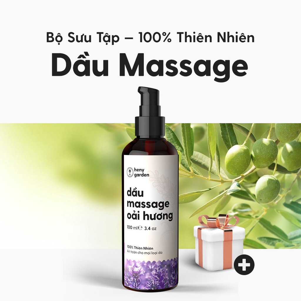 Ảnh Dầu Massage Body Thiên Nhiên 100mL Heny Garden, Dưỡng Da Từ Dầu Mát Xa Hạt Nho, Olive và Cám Gạo 1