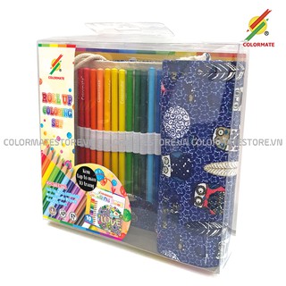Bộ bút màu 24 cây bút chì gỗ kèm túi và tập tô màu dành cho bé - COLORMATE