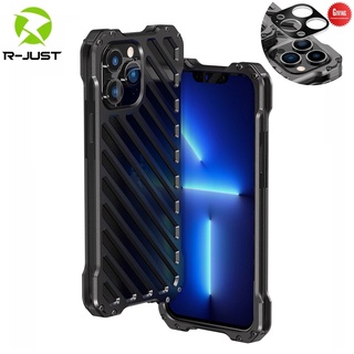 [R-JUST] Heavy Duty Metal Armor Case For iPhone 16 ProMax 15 Plus 14 13 12 Pro Max Cover 14plus Alloy Hollow Design Funda Shockproof Coque Skin Ốp Điện Thoại Hợp Kim Chống Sốc