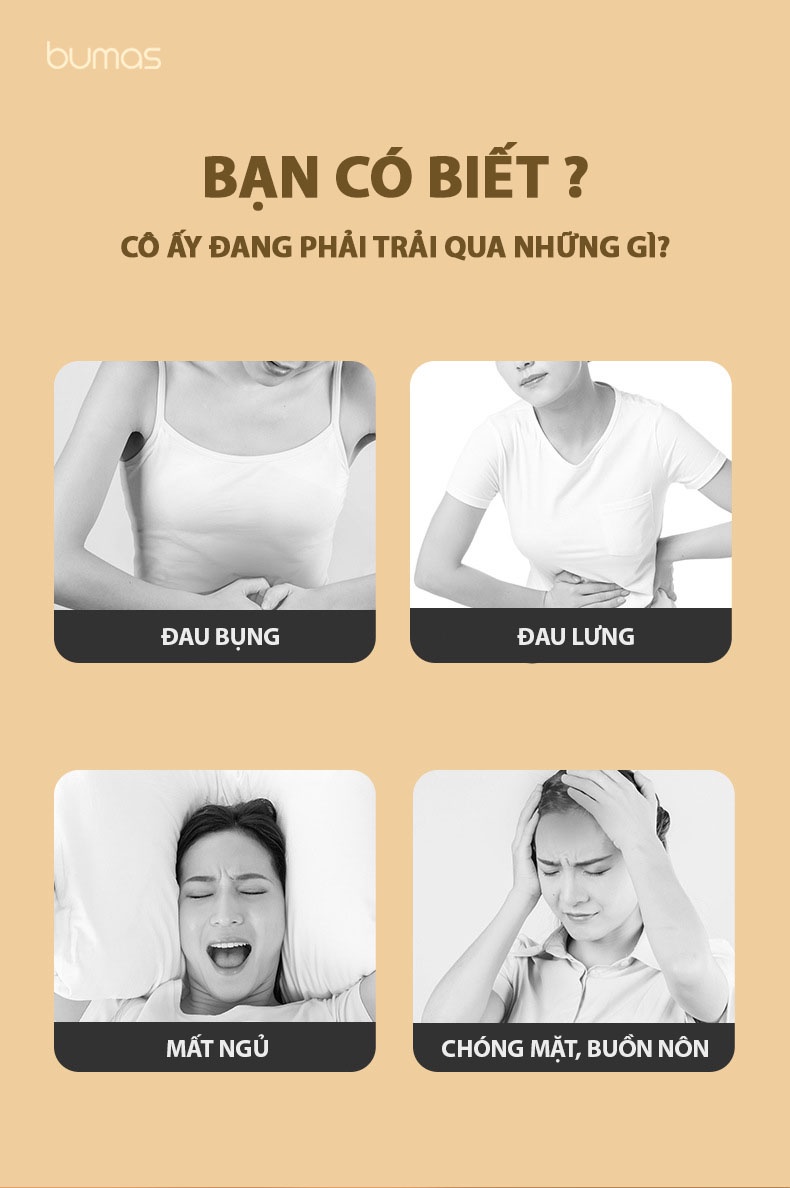 Mô tả Đai Chườm Nóng Massage Bụng BUMAS BU01 -  Massage Giảm Đau Bụng Kinh - Quà Tặng Cho Bạn Gái - 3